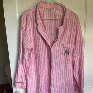 Victoria's Secret Pink striped metallic button-up sleep shirt